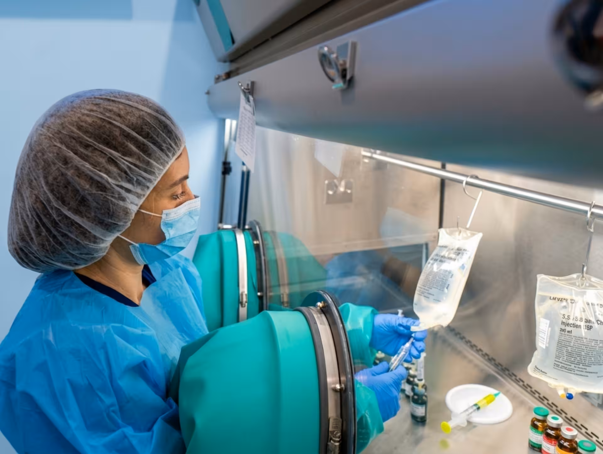 ISO Class 5 sterile isolator used to prepare IV therapies at The DRIPBaR Flower Mound